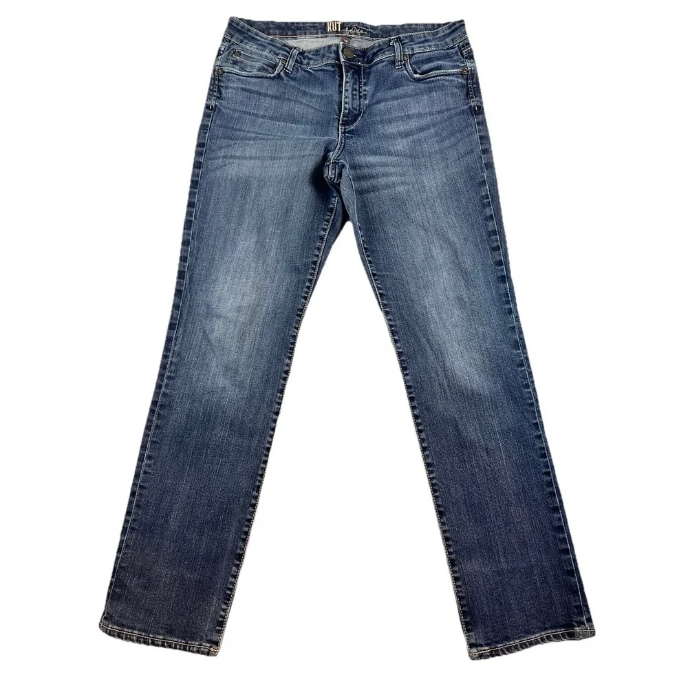 KUT Jeans Women's 12 Blue Katy Boyfriend Straight‎ Leg